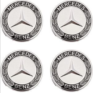 Mercedes Benz wheel center logo caps set of 4 black & silver NWT